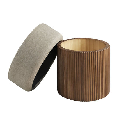 Pouf met opbergruimte Ø 50 cm walnoot bruin