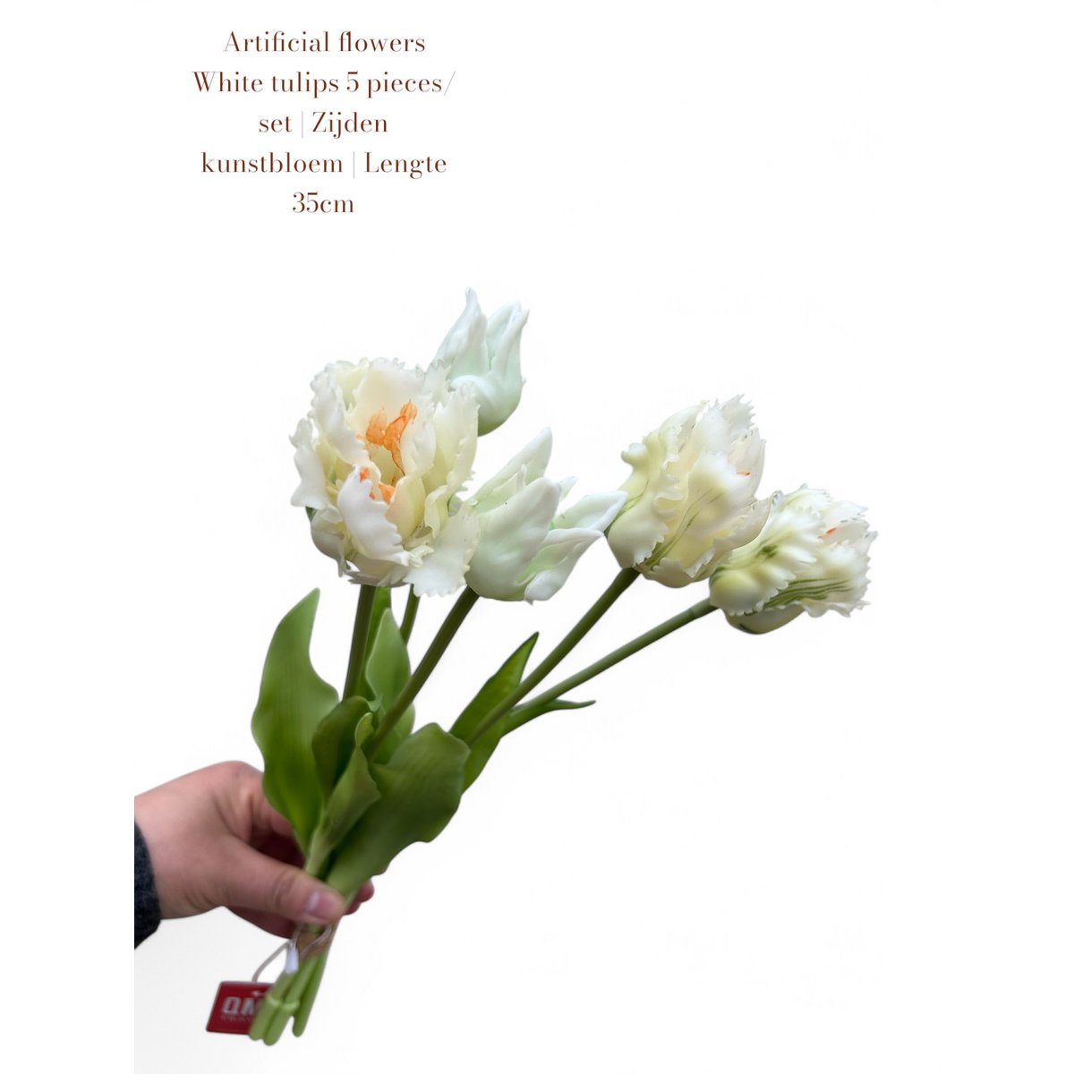 Artificial flowers White tulips 5 pieces/set | Silk artificial flower | Length 35cm