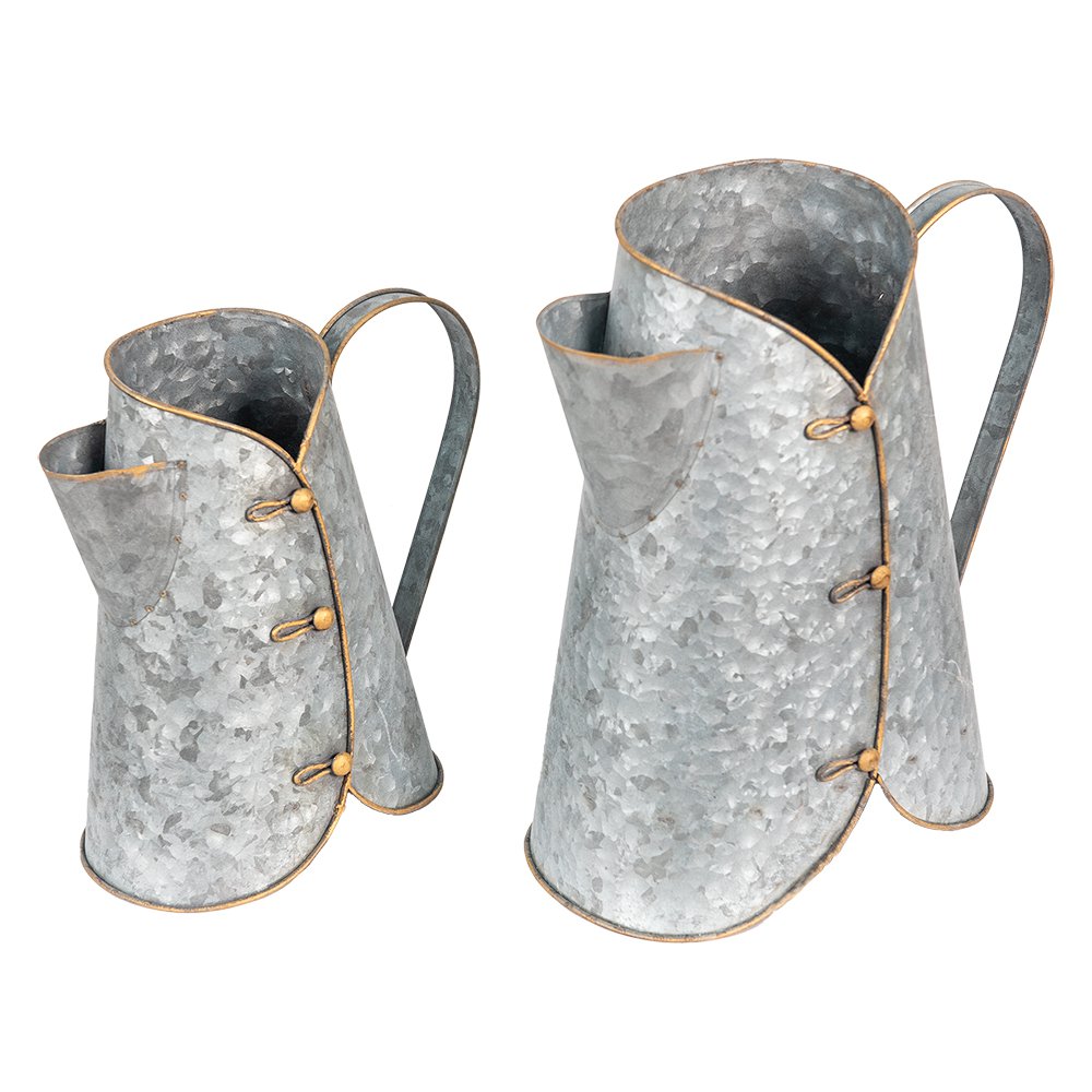 Decoration Watering Can Set of 2 Grey Metal