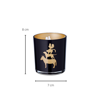 Theelichtjes glas 8 cm zwart set van 2