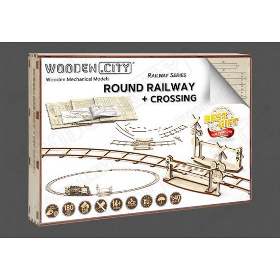 3D Houten Puzzel Wooden City Rails Rond Met Overweg WR324