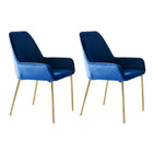 Dining chair set of 2 blue velvet