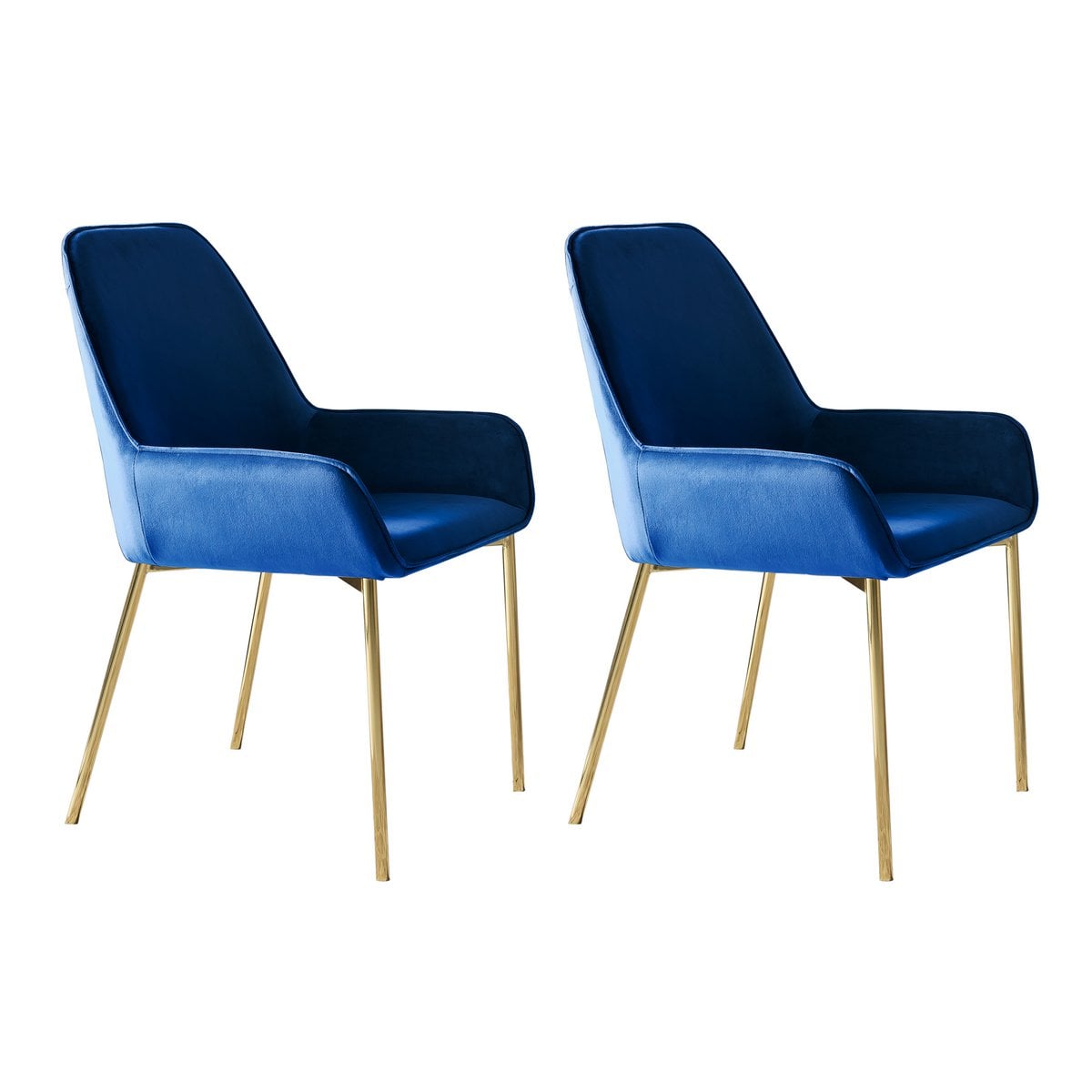 Dining chair set of 2 blue velvet