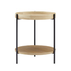 Bijzettafel Ø 44 cm eiken MDF zwart