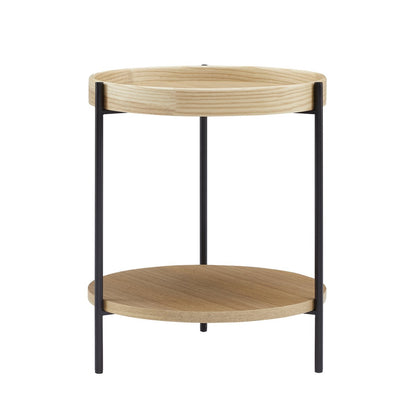 Bijzettafel Ø 44 cm eiken MDF zwart