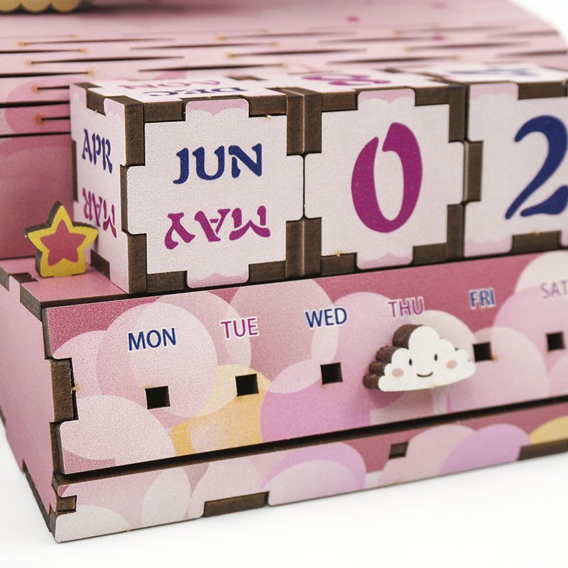 DIY Houten Puzzel Kalender, Happiness Castle, Tone-Cheer, TQ009, 13,4x8,9x10,4cm