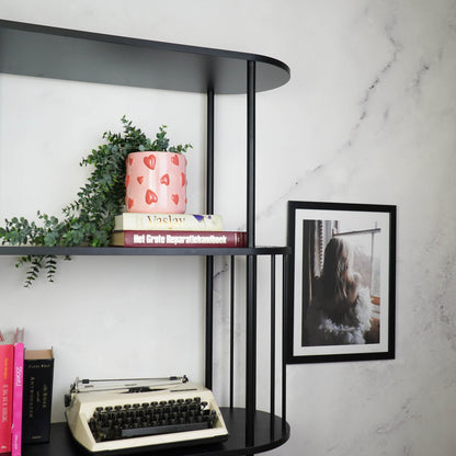 Bloempot 12,5x12,5x13 cm roze hartjes dolomiet