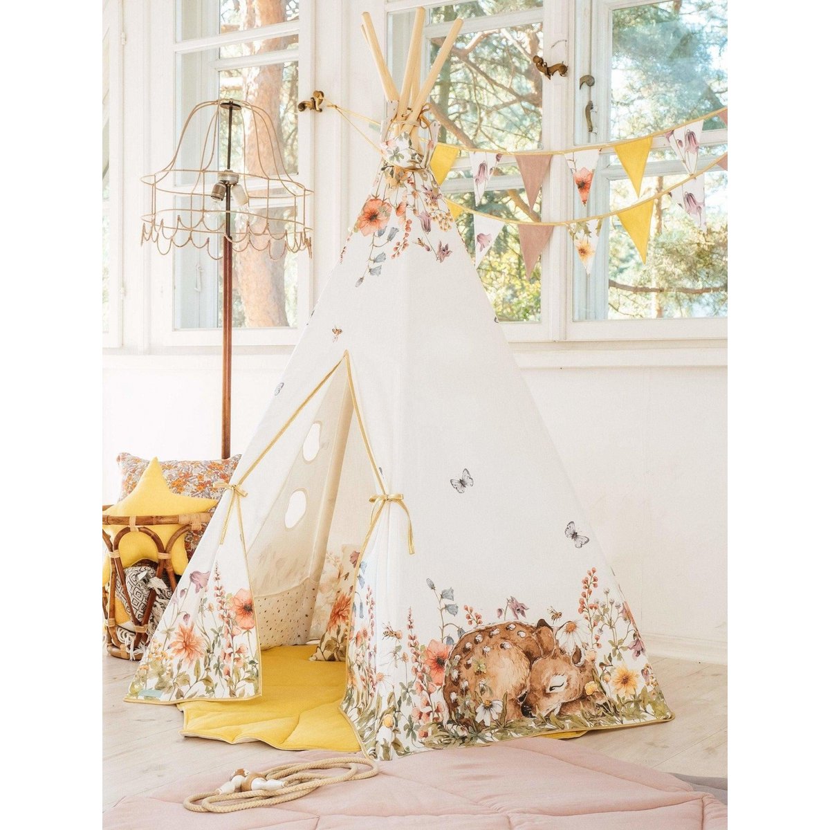 Tipi Tent Wilde Bloemen Knusse Speelplek Voor Kinderen