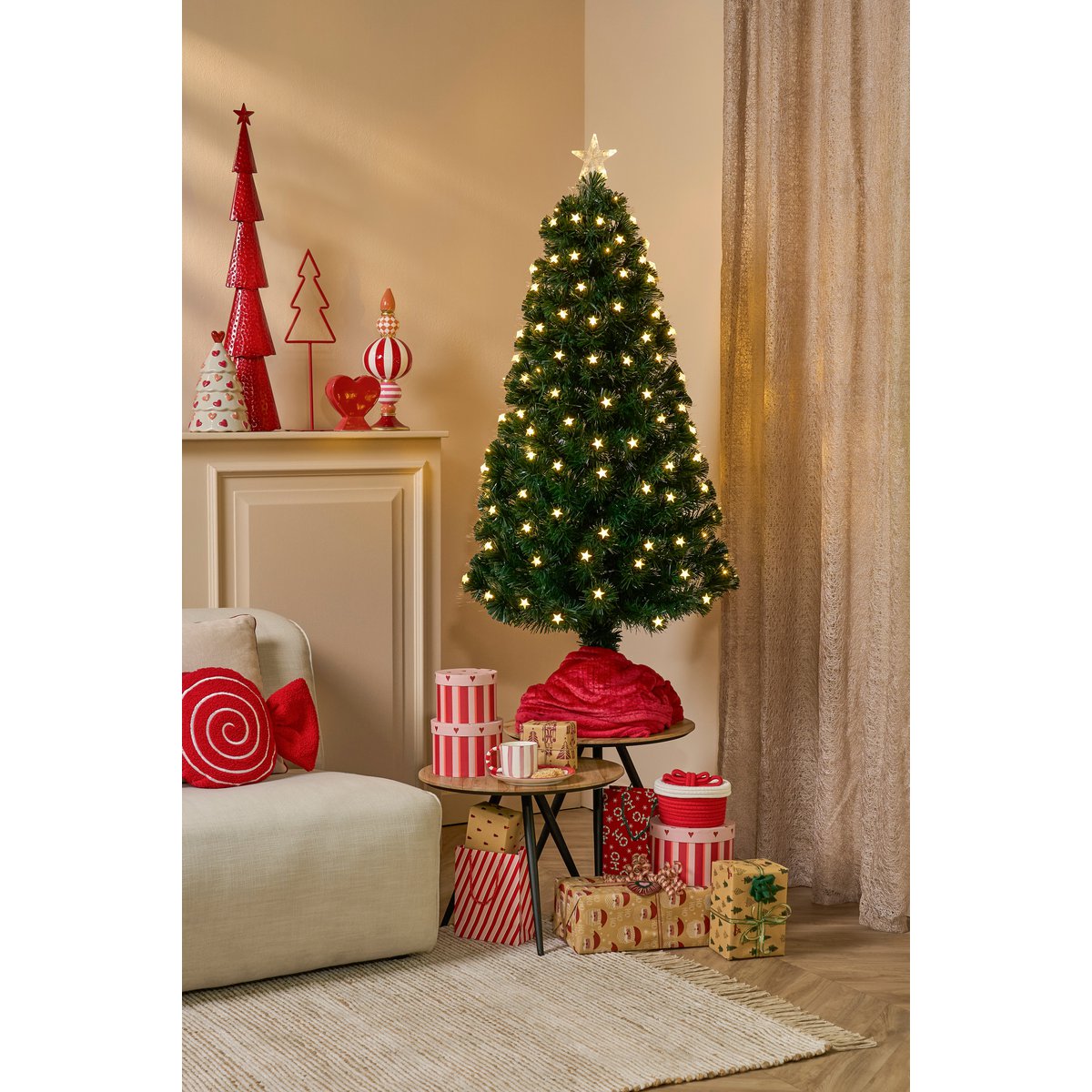 Mercury Kunstkerstboom met Fiber Optic LED Verlichting - H150 x Ø65 cm - Groen