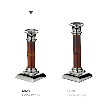 Kandelaar bamboe staal 17 cm zilver