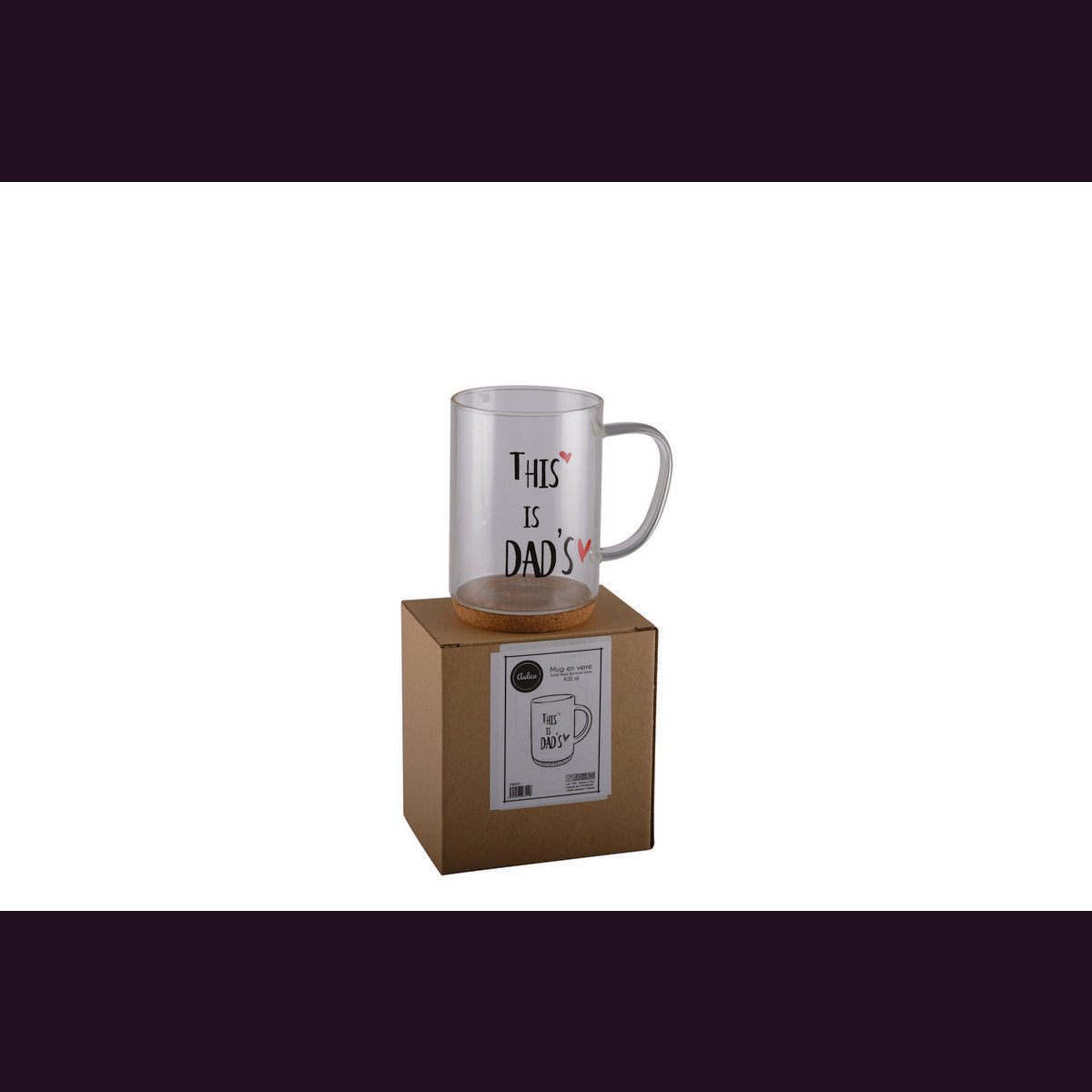 Glazen mok 400 ml kurk papa