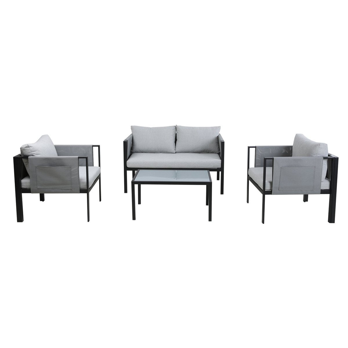 Modern Outdoor Seating Group with Two-Seater Sofa and Two Armchairs