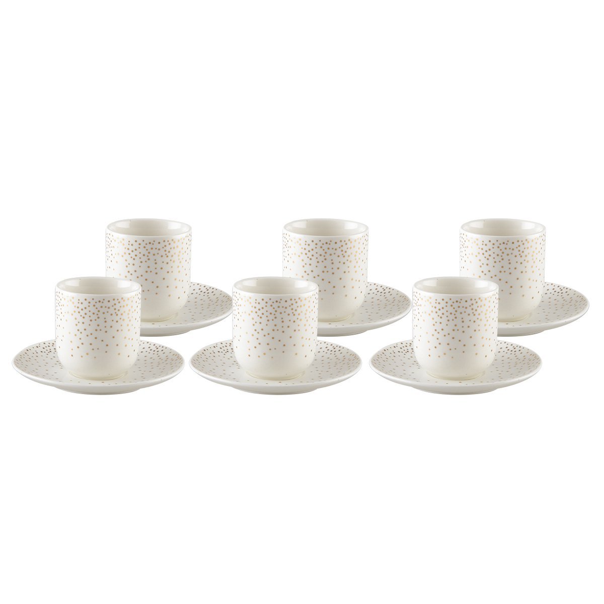 Koffiekopjes 90 ml keramiek goud wit set van 6