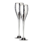 Champagne fluiten set van 2 verzilverd gehamerd 23 cm 200 ml
