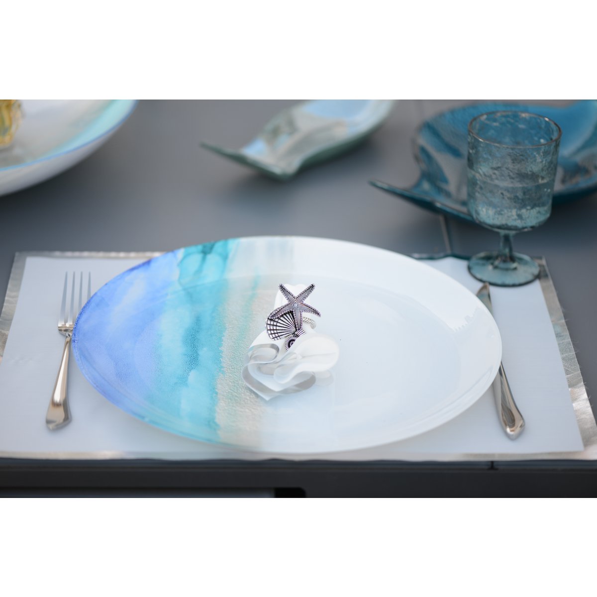 Presentatieplaat glas 32 cm multicolor