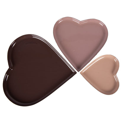 Decoratieschaal hart set van 3 metaal meerkleurig