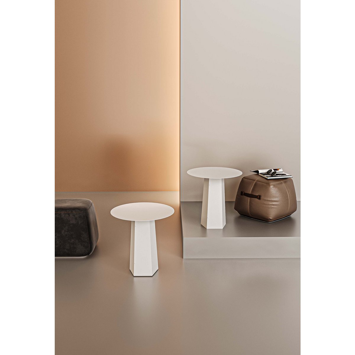 Charm Bijzettafel Wit Met Ronde Tafelblad Modern Ontwerp