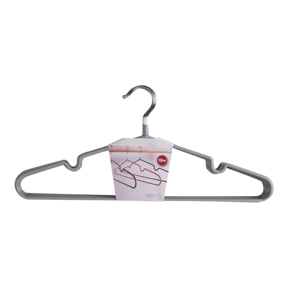 Massa Hangers set van 10 grijs metaal 41x4x18 cm