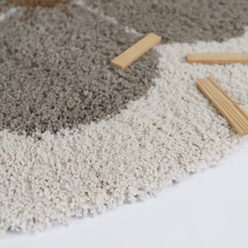 Bohemian Daisy round children's rug taupe