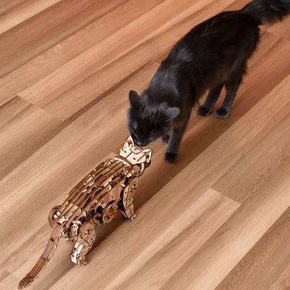 Eco Wood Art 3D Houten Puzzel Mechanische Wilde Kat