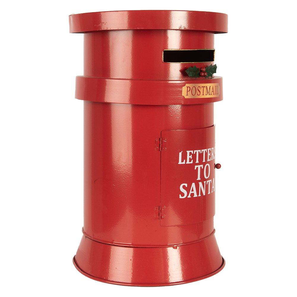 Kerstdecoratie brievenbus Ø 24x38 cm rood metaal
