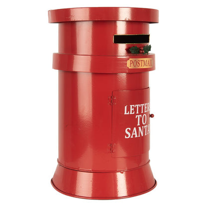 Kerstdecoratie brievenbus Ø 24x38 cm rood metaal