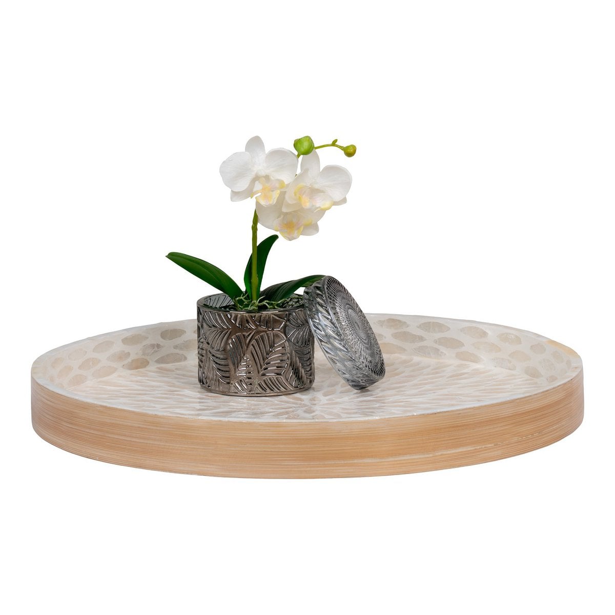 Dienblad bamboe capiz beige 40x40x3,5 cm