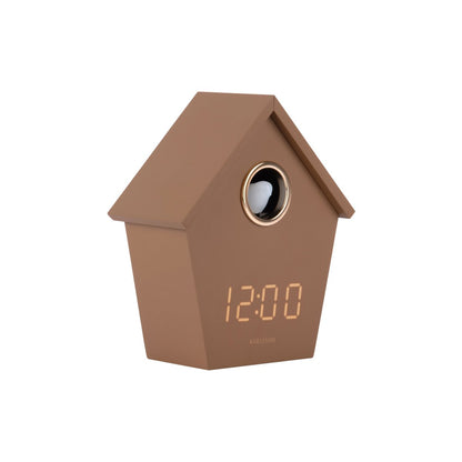 Wekker koekoek hout bruin LED