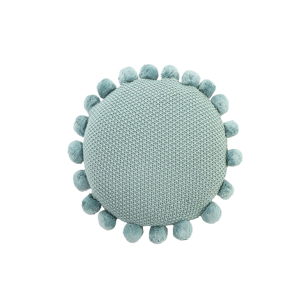 Kussenhoes rond gebreid katoen 40 cm blauw