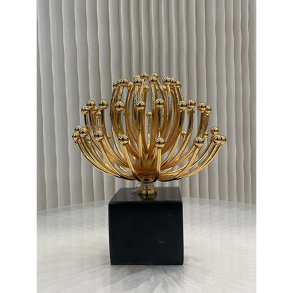 Bloemdecoratie metaal goud zwart 26x23 cm
