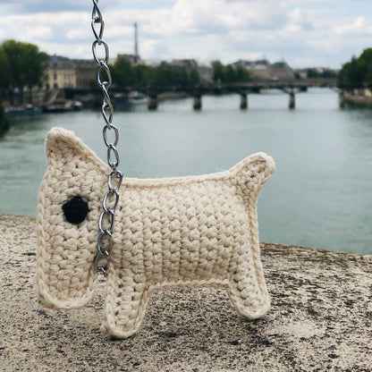 Sleutelhanger hond off-white biologisch katoen