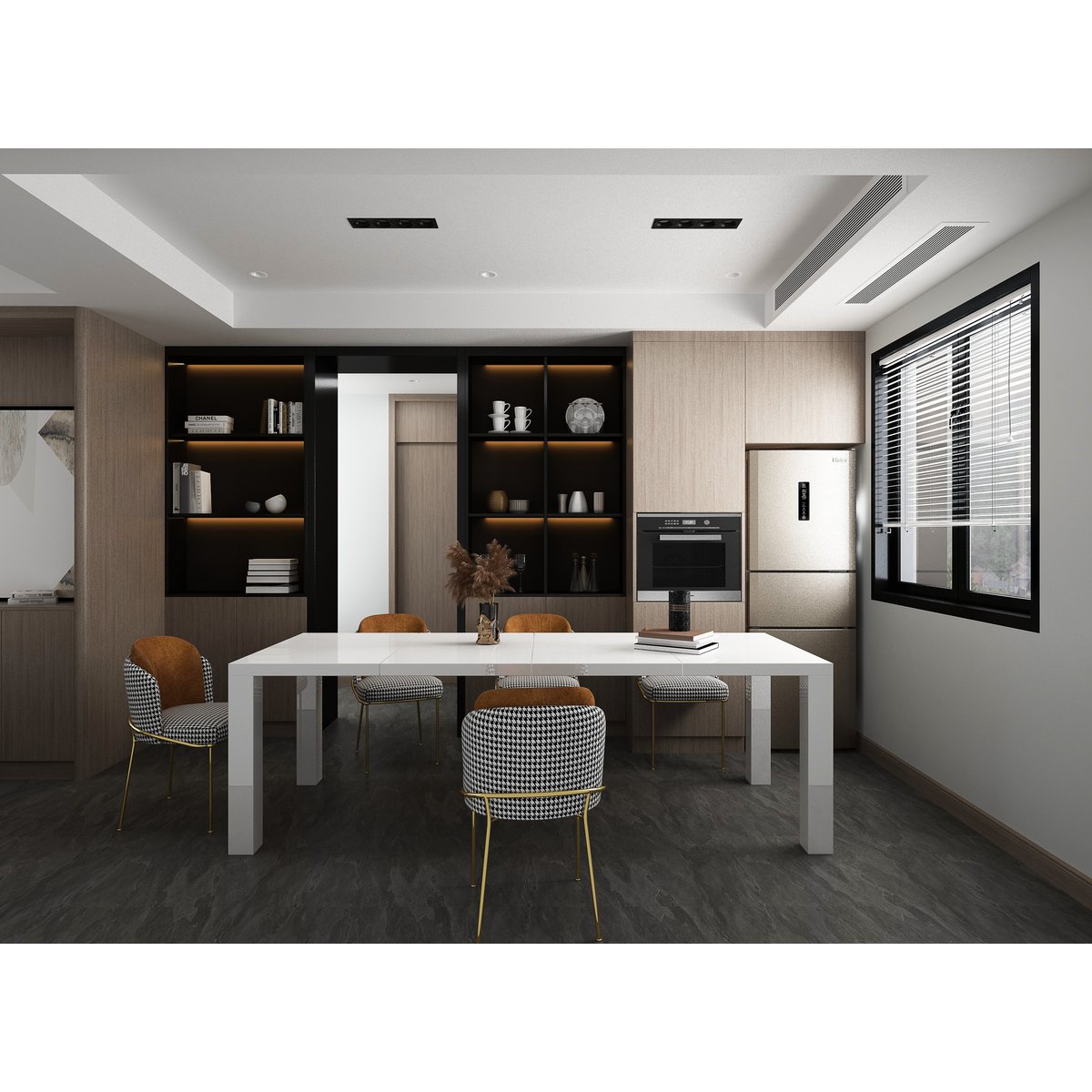 Eettafel 120-240x80 cm wit hoogglans MDF