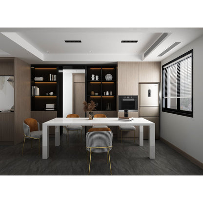 Eettafel 120-240x80 cm wit hoogglans MDF