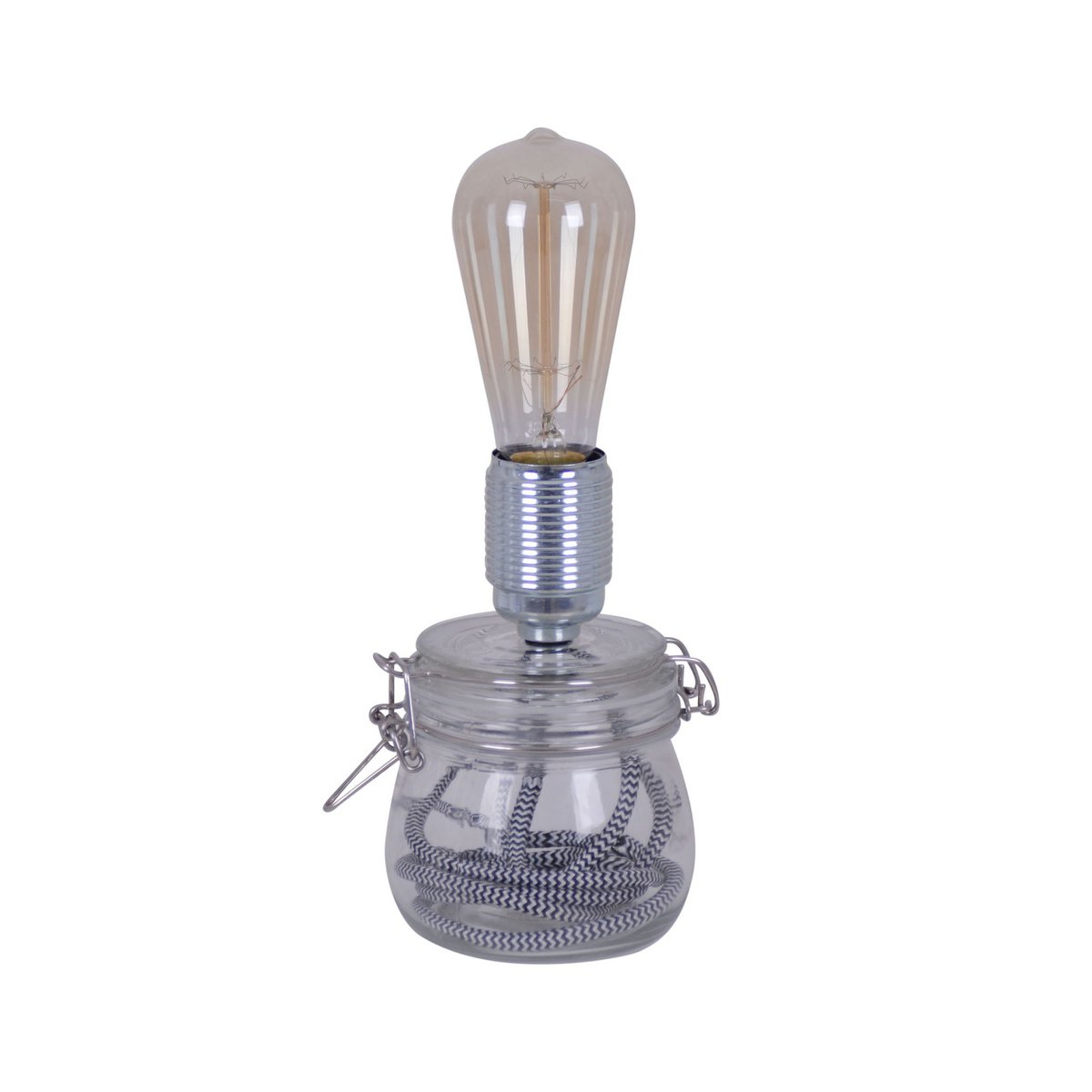 Glazen Tafellamp Metaal en Glas E27 Aansluiting 11 cm Hoog