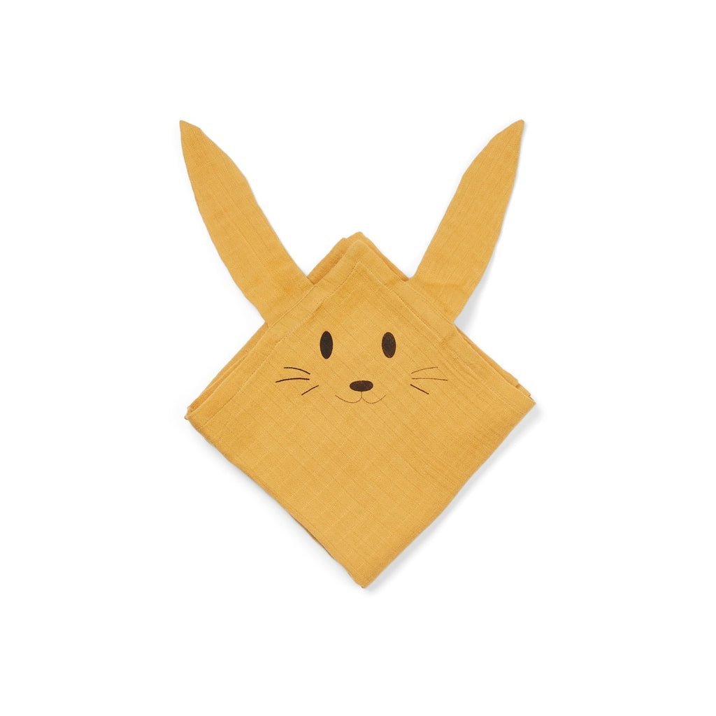 Knuffeldoekje konijn 2-pack goudgeel 70x70 cm