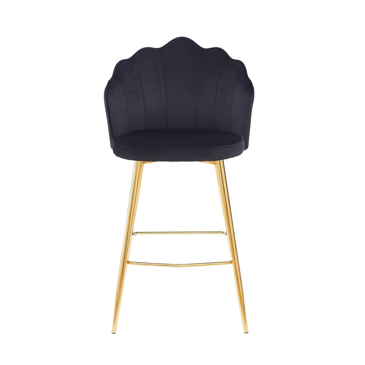 Set of 2 bar stools with shell design in black velvet