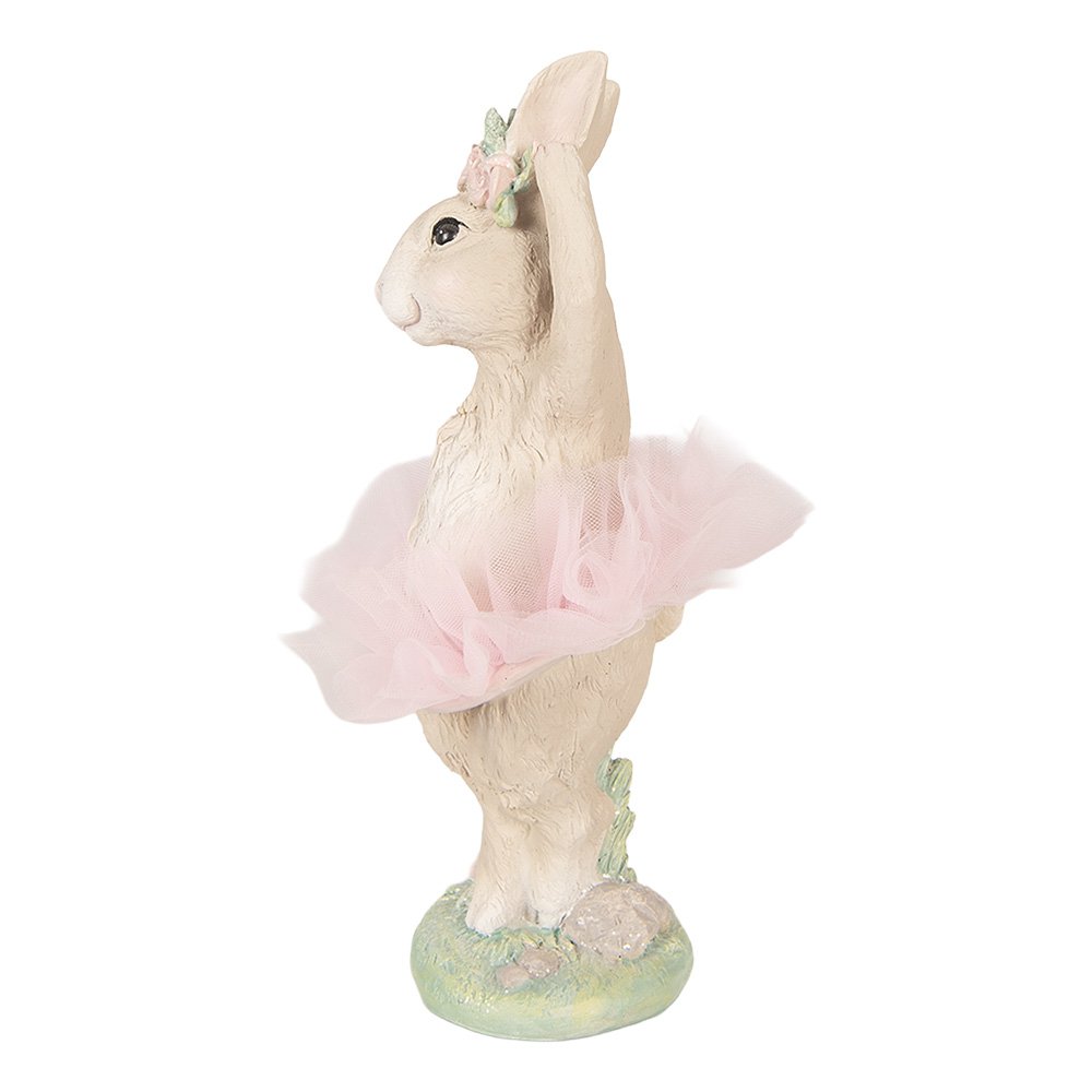 Decoratie Beeld Konijn 10x9x27 cm Beige Kunststof