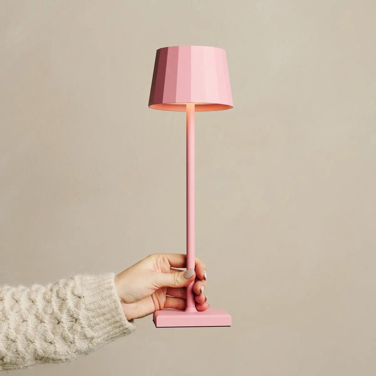 Tafellamp roze oplaadbaar metaal 38 cm