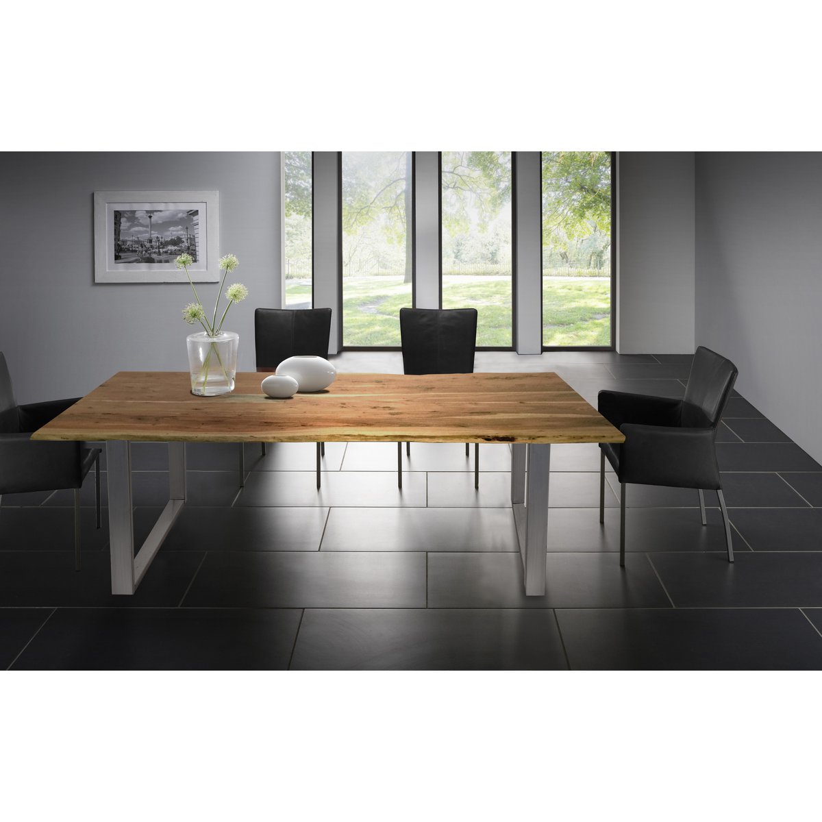 Table 200x100 cm, natural acacia, 56 mm