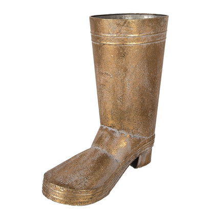 Plantenhouder laars 37 cm goudkleurig metaal