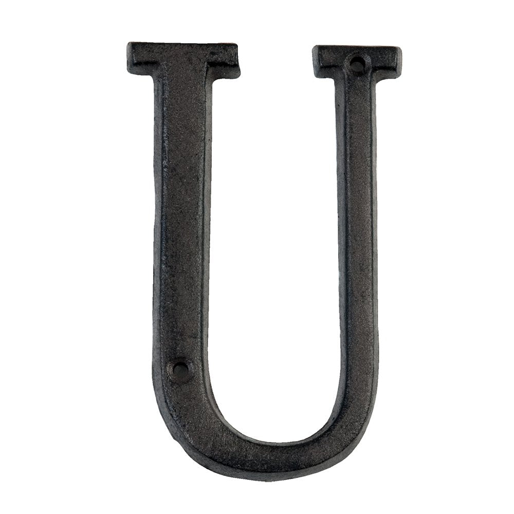 IJzeren letter U 13 cm bruin