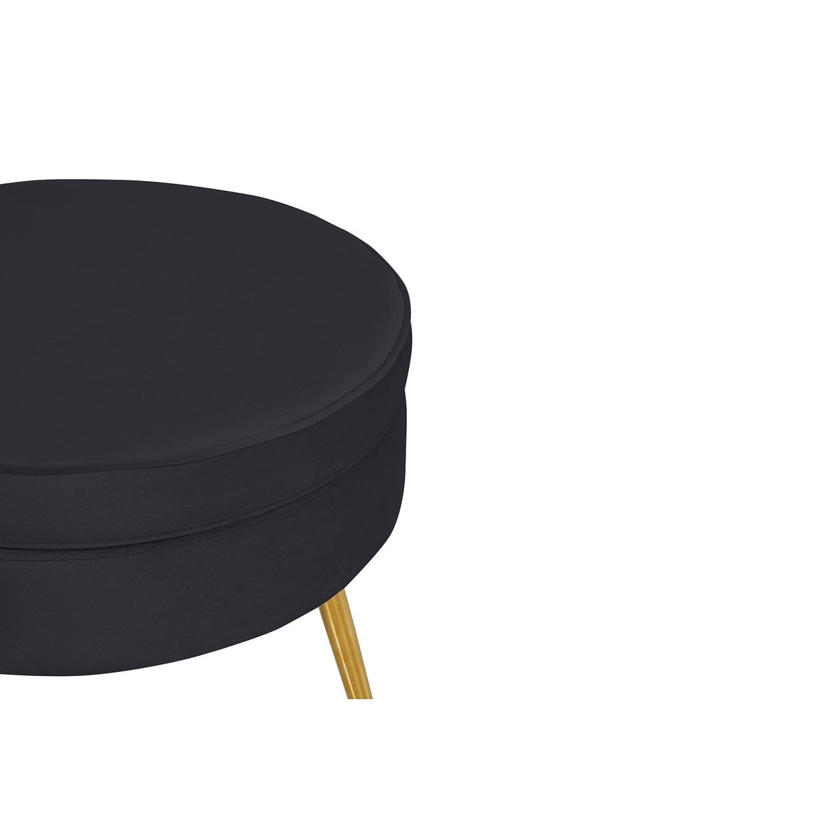 Round pouffe in black velvet