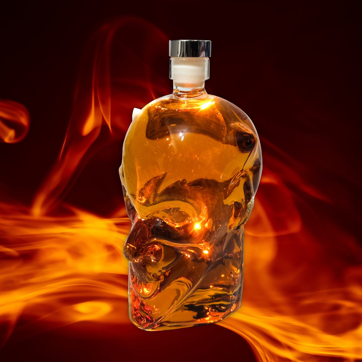 Karaf duivelskop 900 ml borosilicaatglas rood