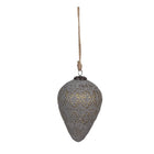 Kerstbal glas 26 cm grijs