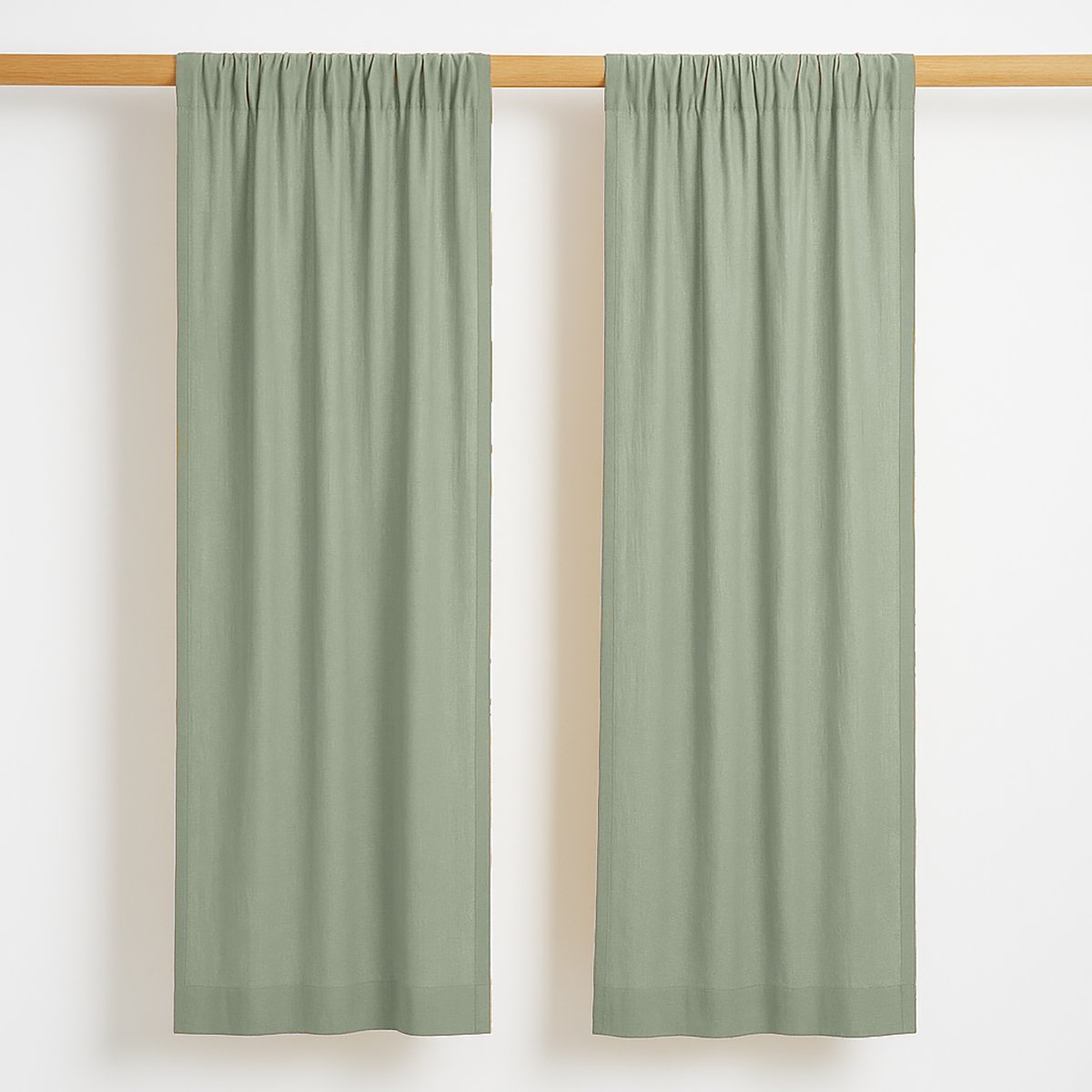 Gaasgordijnen groen 2x 65x260 cm organisch katoen