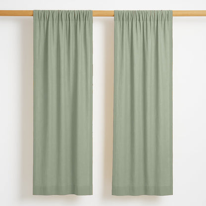 Gaasgordijnen groen 2x 65x260 cm organisch katoen