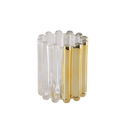 Kandelaar glas goud 9,5x9,5x10 cm