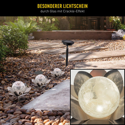 Solar aardespies set 3 stuks Ø10x20 cm glas roestvrij staal