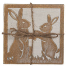 Onderzetters 4 stuks 10x10 cm hout konijn