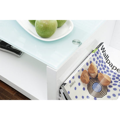 Salontafel 100x100 cm hoogglans wit MDF glas